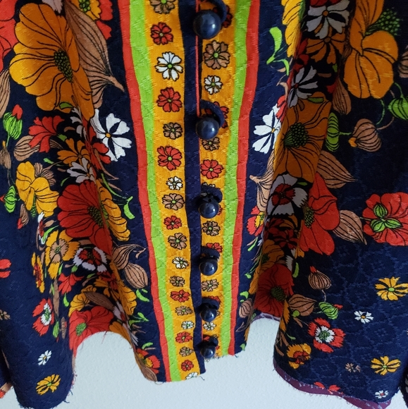 Vintage 80s Mod Floral Button Front Midi Dress - Picture 9 of 12